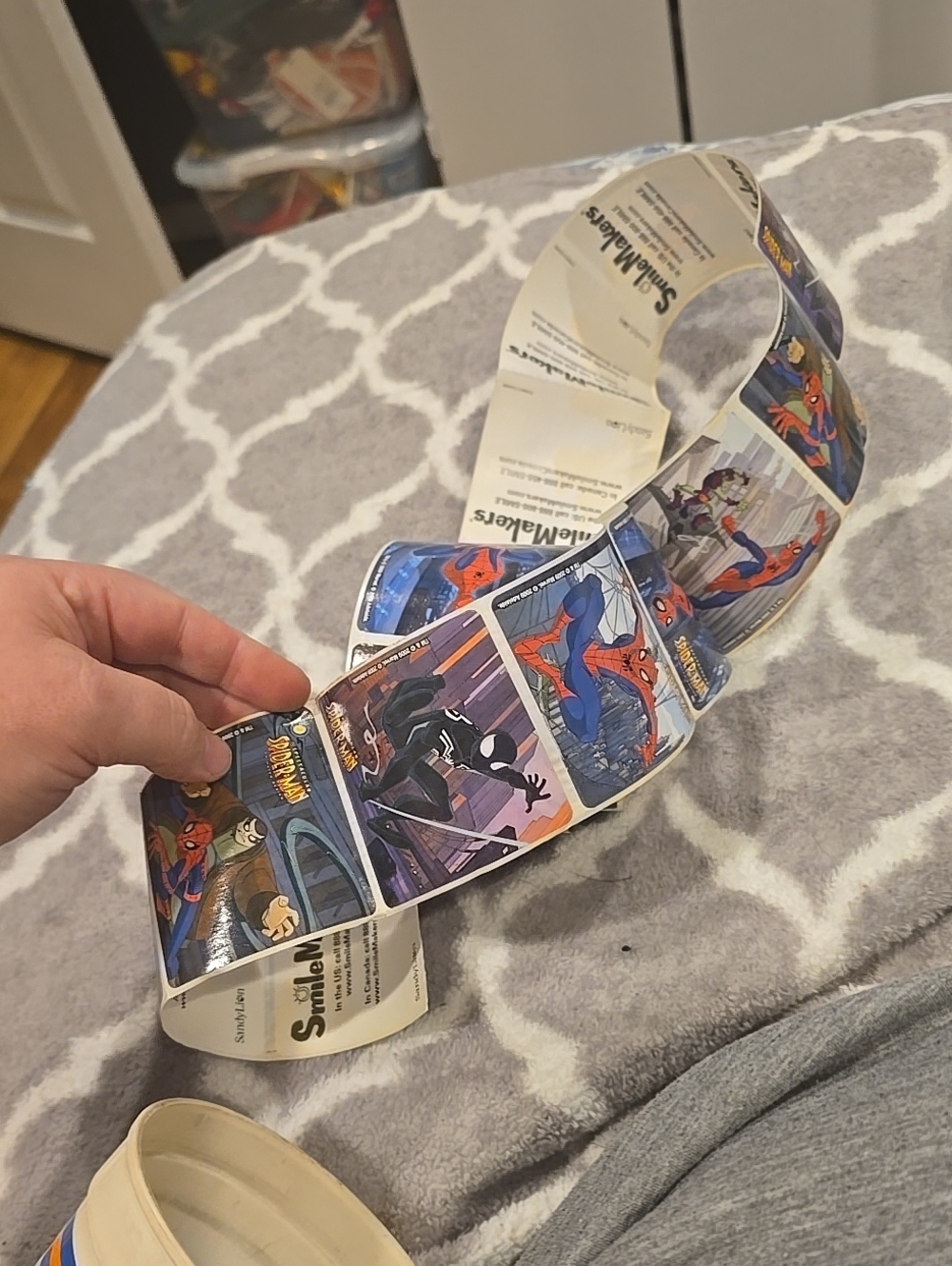 ❤️10/$30 Marvel Spider-Man Sticker Roll – Blue Comic Strip Design